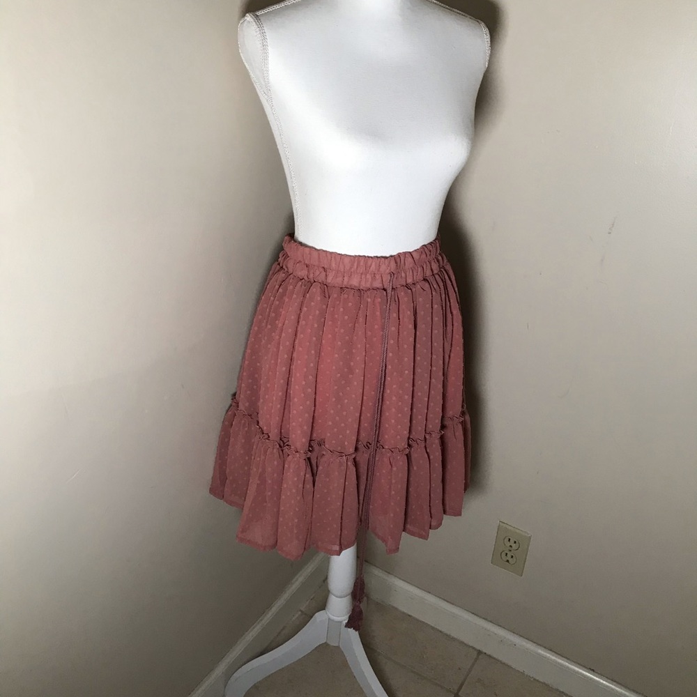 Polka Dot Drawstring Rose Ruffle Skirt 🌸